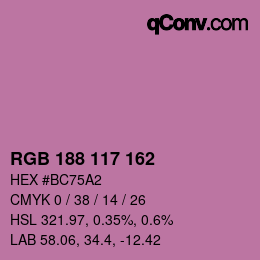 カラーコード: RGB 188 117 162 | qconv.com