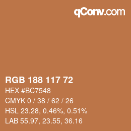 颜色代码: RGB 188 117 72 | qconv.com