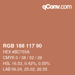 カラーコード: RGB 188 117 90 | qconv.com