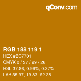 颜色代码: RGB 188 119 1 | qconv.com