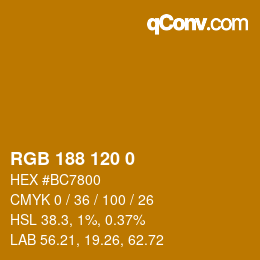 颜色代码: RGB 188 120 0 | qconv.com