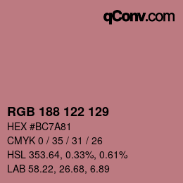 Farbcode: RGB 188 122 129 | qconv.com