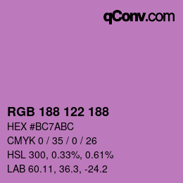 Color code: RGB 188 122 188 | qconv.com