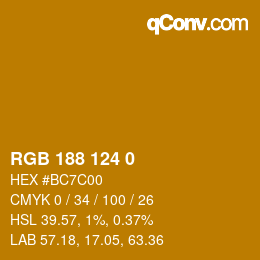 颜色代码: RGB 188 124 0 | qconv.com
