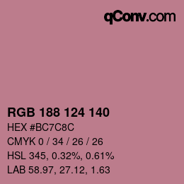 Farbcode: RGB 188 124 140 | qconv.com
