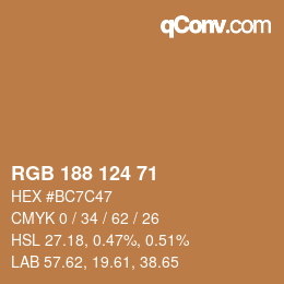 Color code: RGB 188 124 71 | qconv.com