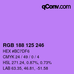 Color code: RGB 188 125 246 | qconv.com