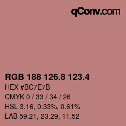 カラーコード: RGB 188 126.8 123.4 | qconv.com