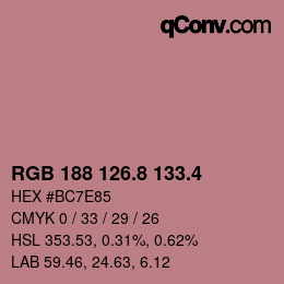 カラーコード: RGB 188 126.8 133.4 | qconv.com