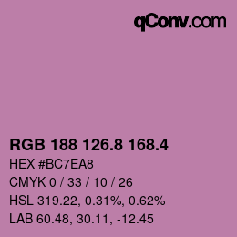 カラーコード: RGB 188 126.8 168.4 | qconv.com