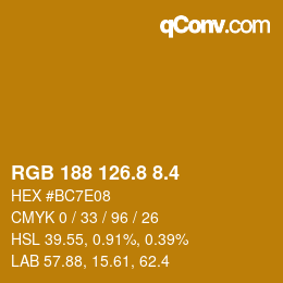 カラーコード: RGB 188 126.8 8.4 | qconv.com