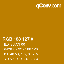 Color code: RGB 188 127 0 | qconv.com
