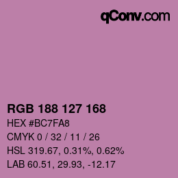 Color code: RGB 188 127 168 | qconv.com