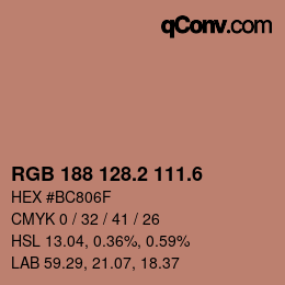 カラーコード: RGB 188 128.2 111.6 | qconv.com