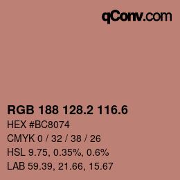 カラーコード: RGB 188 128.2 116.6 | qconv.com