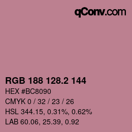 カラーコード: RGB 188 128.2 144 | qconv.com