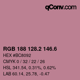 カラーコード: RGB 188 128.2 146.6 | qconv.com