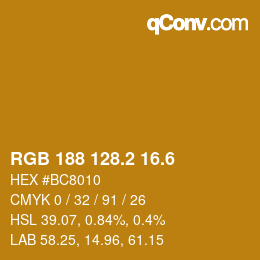 カラーコード: RGB 188 128.2 16.6 | qconv.com