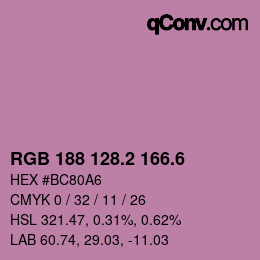 カラーコード: RGB 188 128.2 166.6 | qconv.com