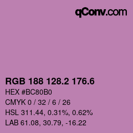 カラーコード: RGB 188 128.2 176.6 | qconv.com