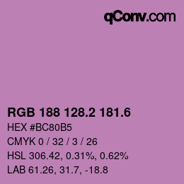 カラーコード: RGB 188 128.2 181.6 | qconv.com