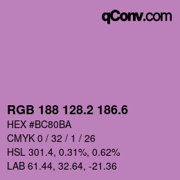カラーコード: RGB 188 128.2 186.6 | qconv.com