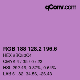 カラーコード: RGB 188 128.2 196.6 | qconv.com