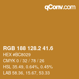 カラーコード: RGB 188 128.2 41.6 | qconv.com