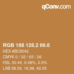 カラーコード: RGB 188 128.2 66.6 | qconv.com