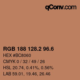 カラーコード: RGB 188 128.2 96.6 | qconv.com