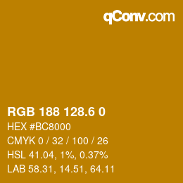 カラーコード: RGB 188 128.6 0 | qconv.com