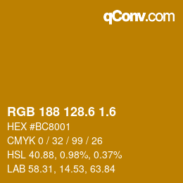 カラーコード: RGB 188 128.6 1.6 | qconv.com