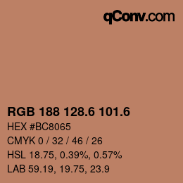 カラーコード: RGB 188 128.6 101.6 | qconv.com