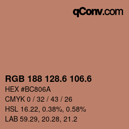 カラーコード: RGB 188 128.6 106.6 | qconv.com