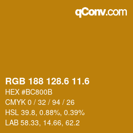 カラーコード: RGB 188 128.6 11.6 | qconv.com