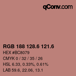 カラーコード: RGB 188 128.6 121.6 | qconv.com