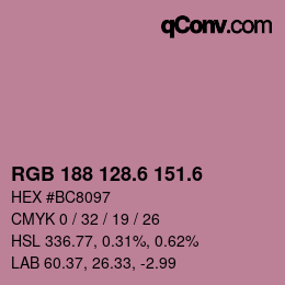 カラーコード: RGB 188 128.6 151.6 | qconv.com