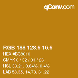 カラーコード: RGB 188 128.6 16.6 | qconv.com