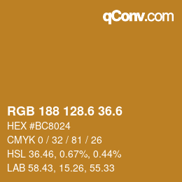 カラーコード: RGB 188 128.6 36.6 | qconv.com