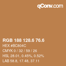 カラーコード: RGB 188 128.6 76.6 | qconv.com