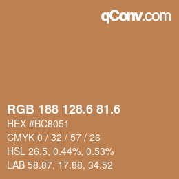 カラーコード: RGB 188 128.6 81.6 | qconv.com