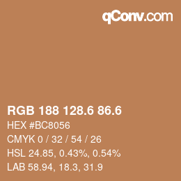 カラーコード: RGB 188 128.6 86.6 | qconv.com