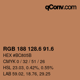 カラーコード: RGB 188 128.6 91.6 | qconv.com