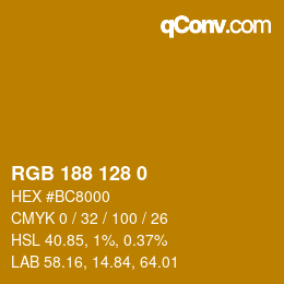 Color code: RGB 188 128 0 | qconv.com