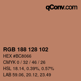 Color code: RGB 188 128 102 | qconv.com