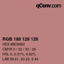 颜色代码: RGB 188 128 128 | qconv.com