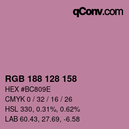 カラーコード: RGB 188 128 158 | qconv.com