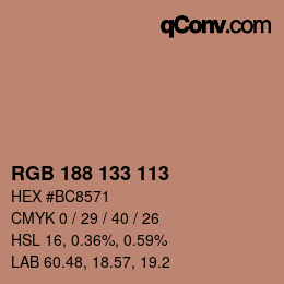 Color code: RGB 188 133 113 | qconv.com