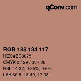 Color code: RGB 188 134 117 | qconv.com