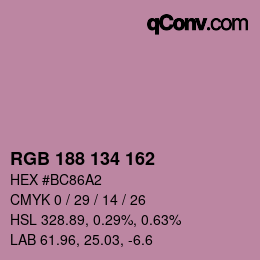 Color code: RGB 188 134 162 | qconv.com